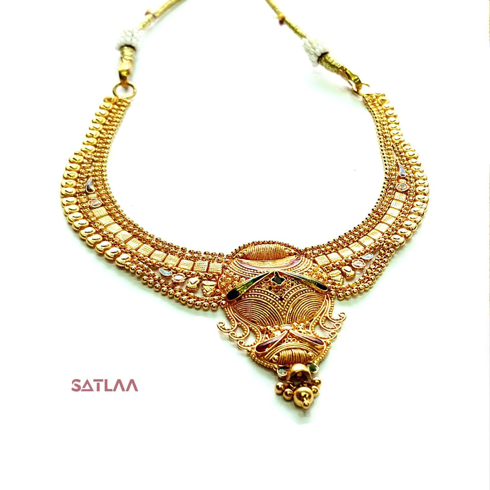 New and Latest Design of Satlaa Desi Indian Rajasthani Gold Necklace 