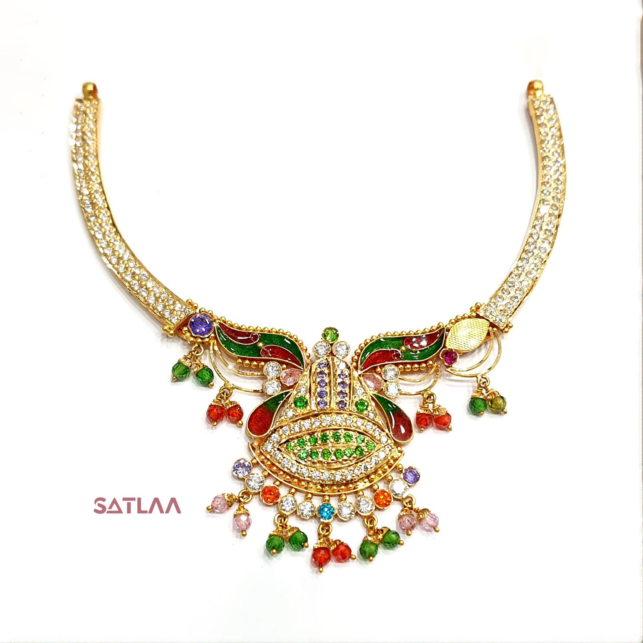 New and Latest Design of Satlaa Desi Indian Rajasthani Gold Necklace 