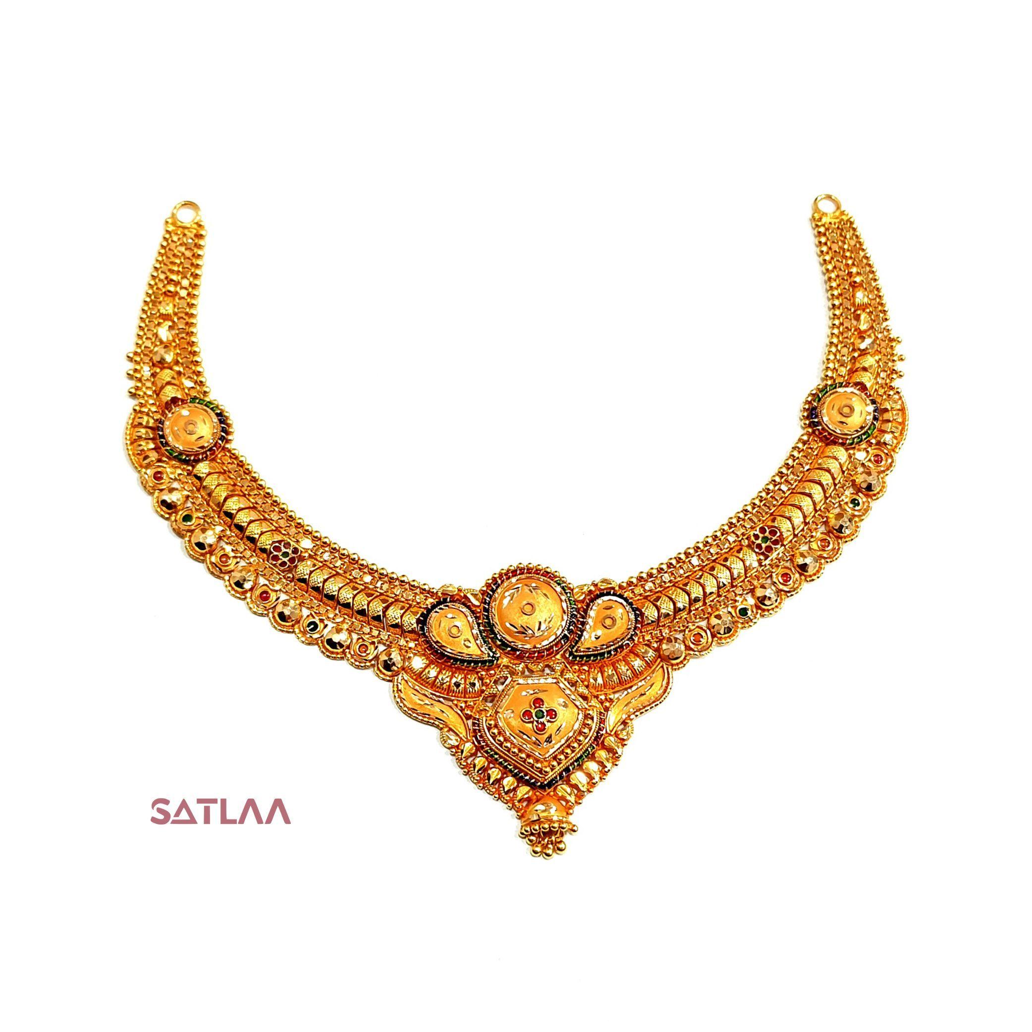 New and Latest Design of Satlaa Desi Indian Rajasthani Gold Necklace 