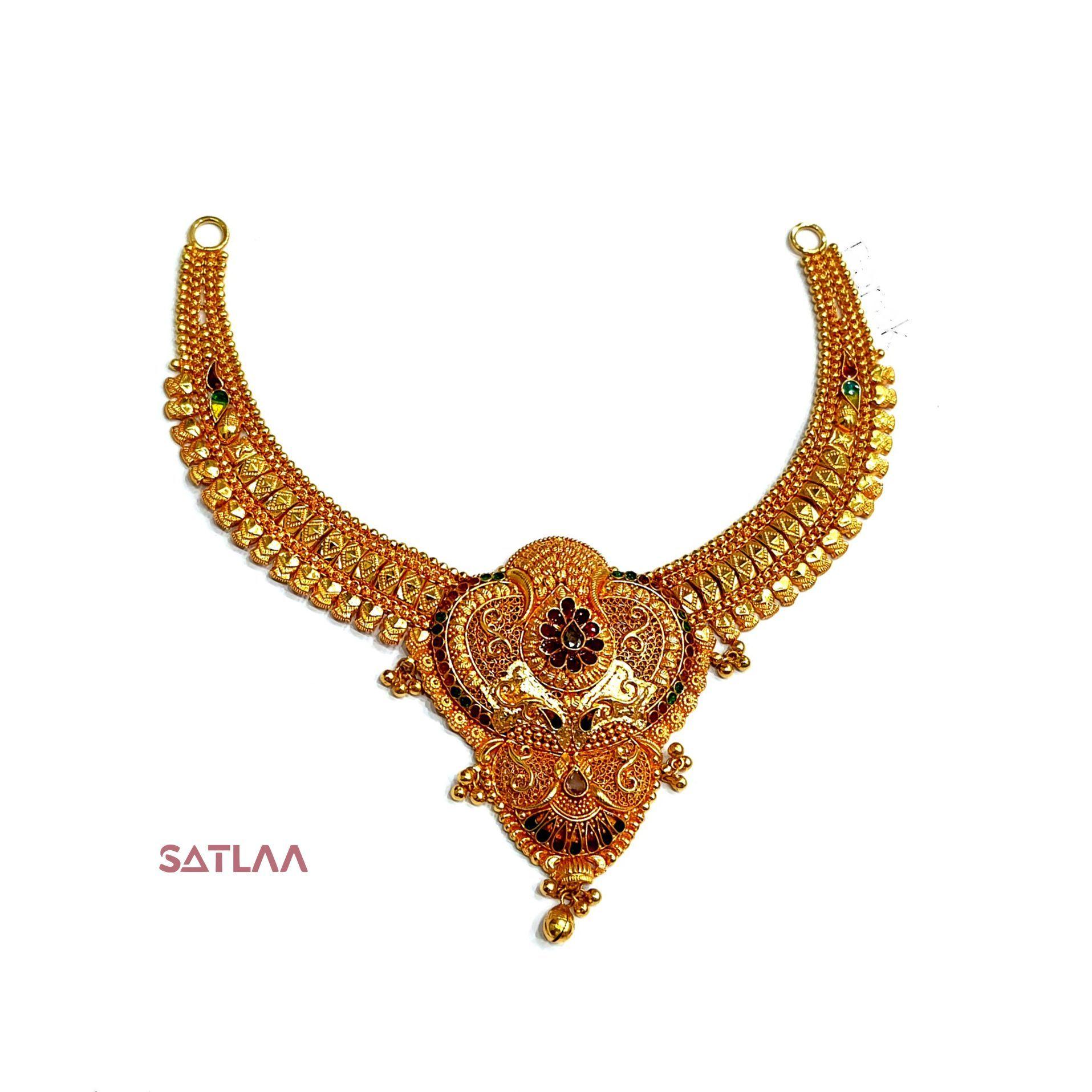 New and Latest Design of Satlaa Desi Indian Rajasthani Gold Necklace 