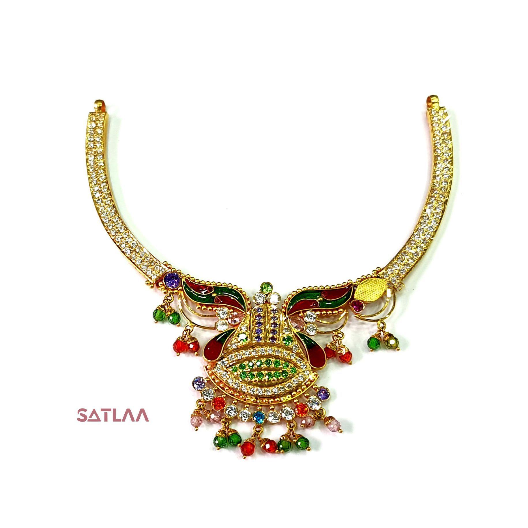 New and Latest Design of Satlaa Desi Indian Rajasthani Gold Necklace 