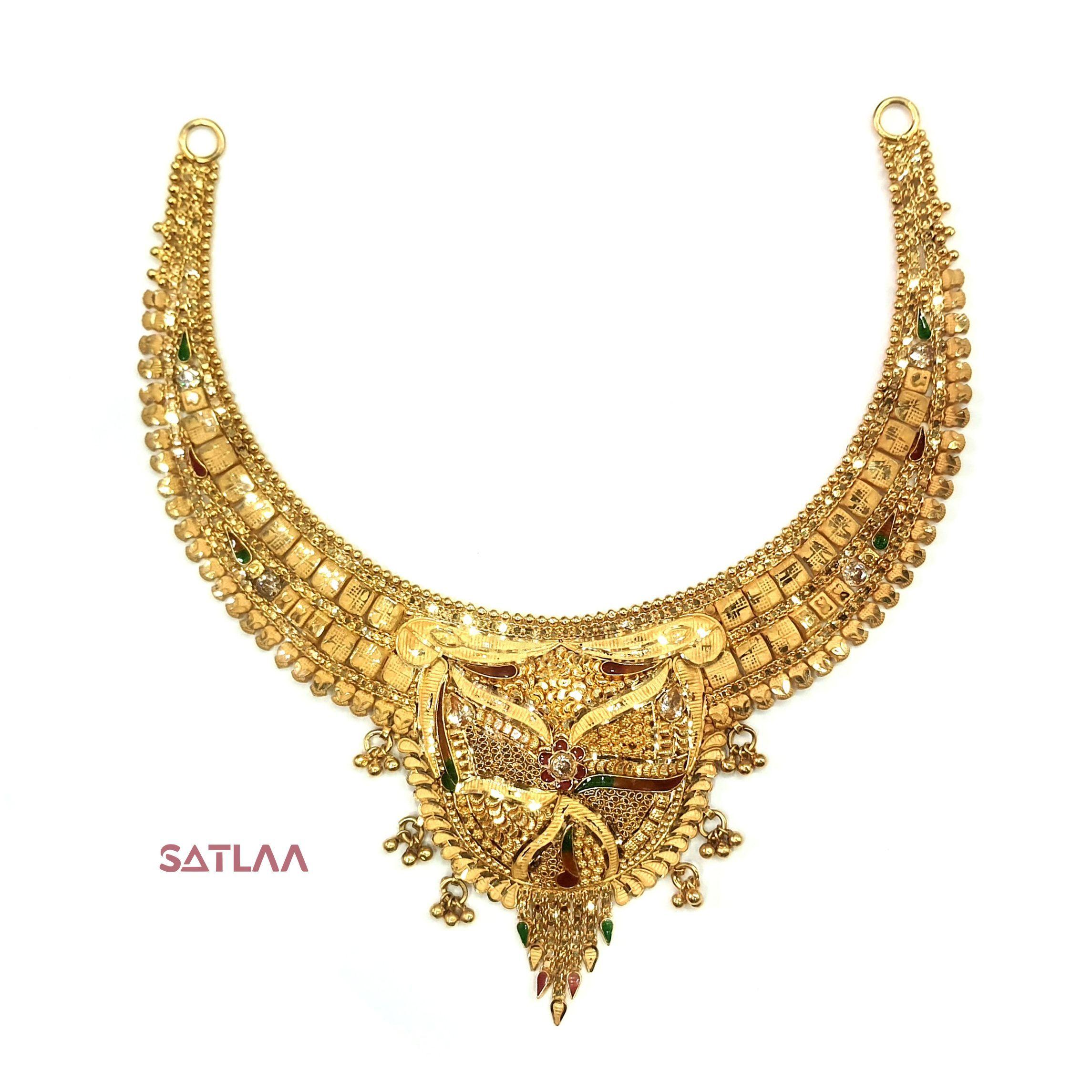 New and Latest Design of Satlaa Desi Indian Rajasthani Gold Necklace 