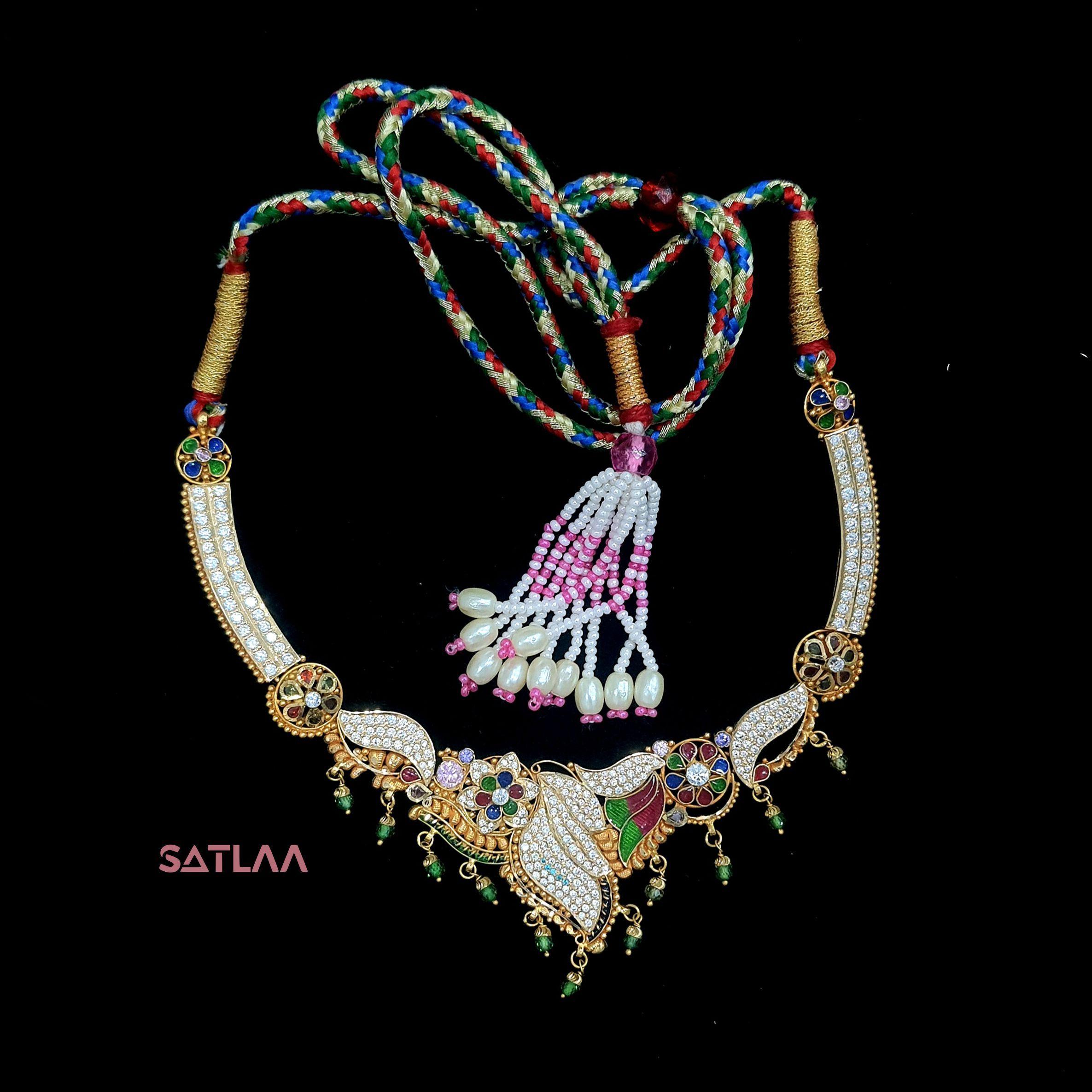 New and Latest Design of Satlaa Desi Indian Rajasthani Gold Necklace 