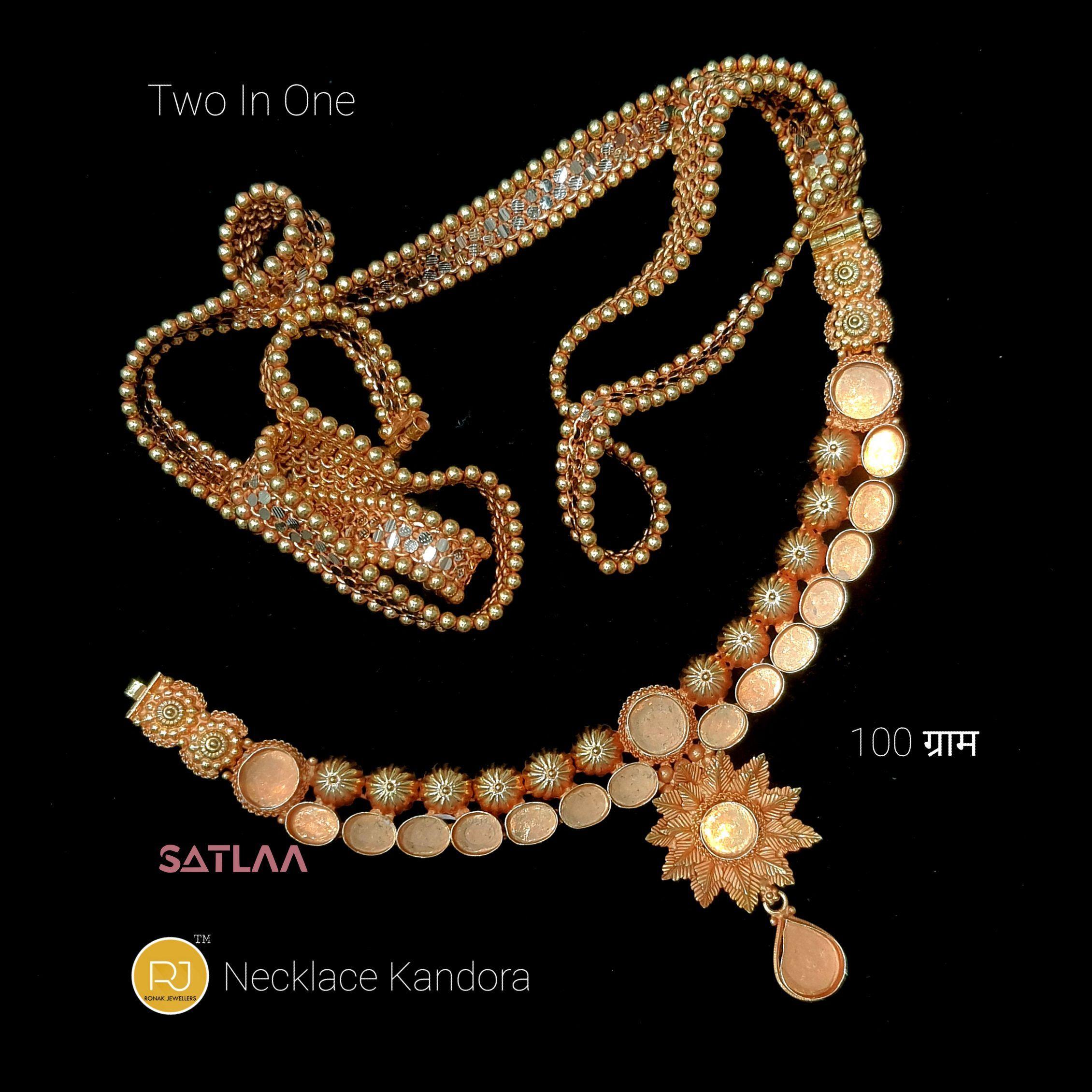 New and Latest Design of Satlaa Desi Indian Rajasthani Gold Necklace 