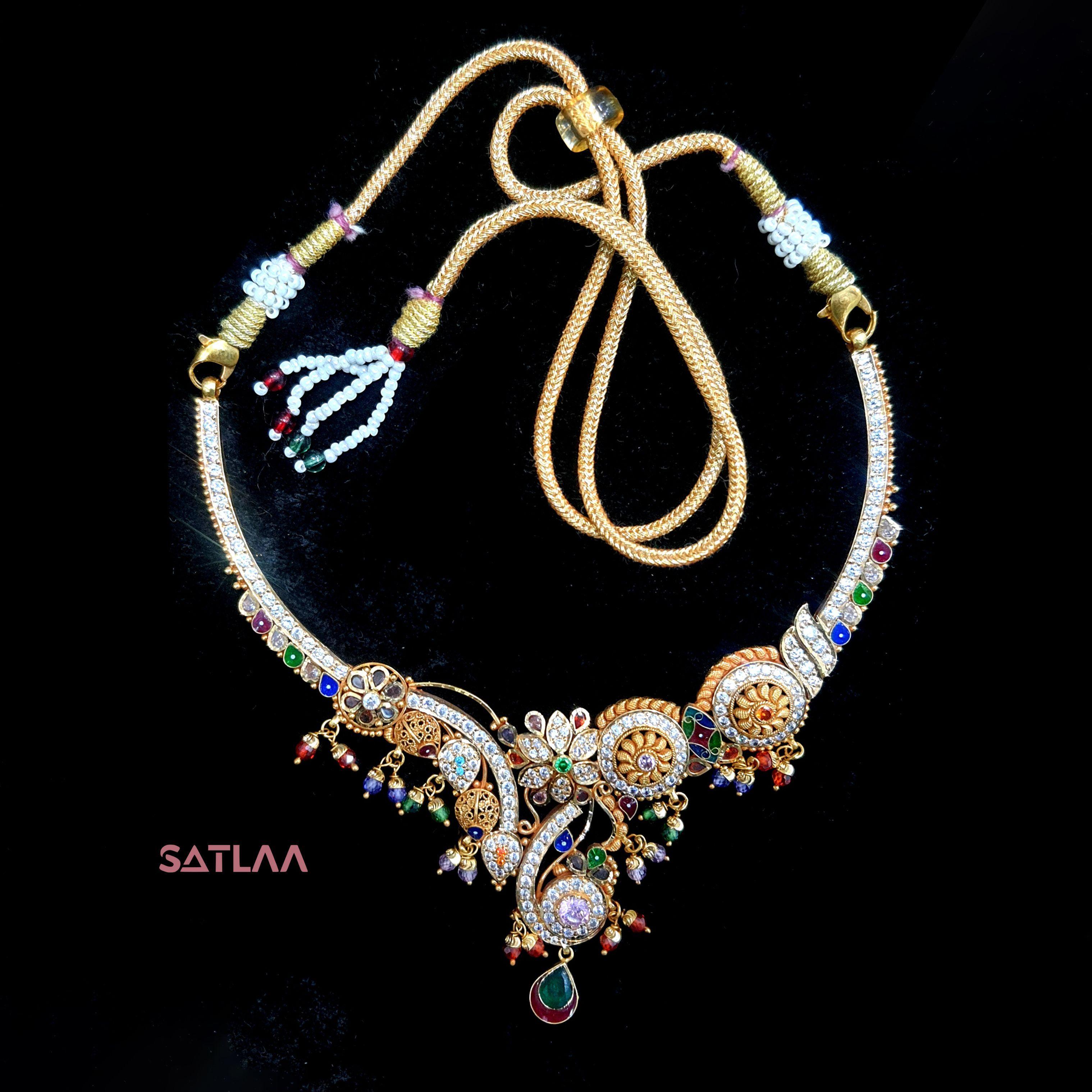 New and Latest Design of Satlaa Desi Indian Rajasthani Gold Necklace 