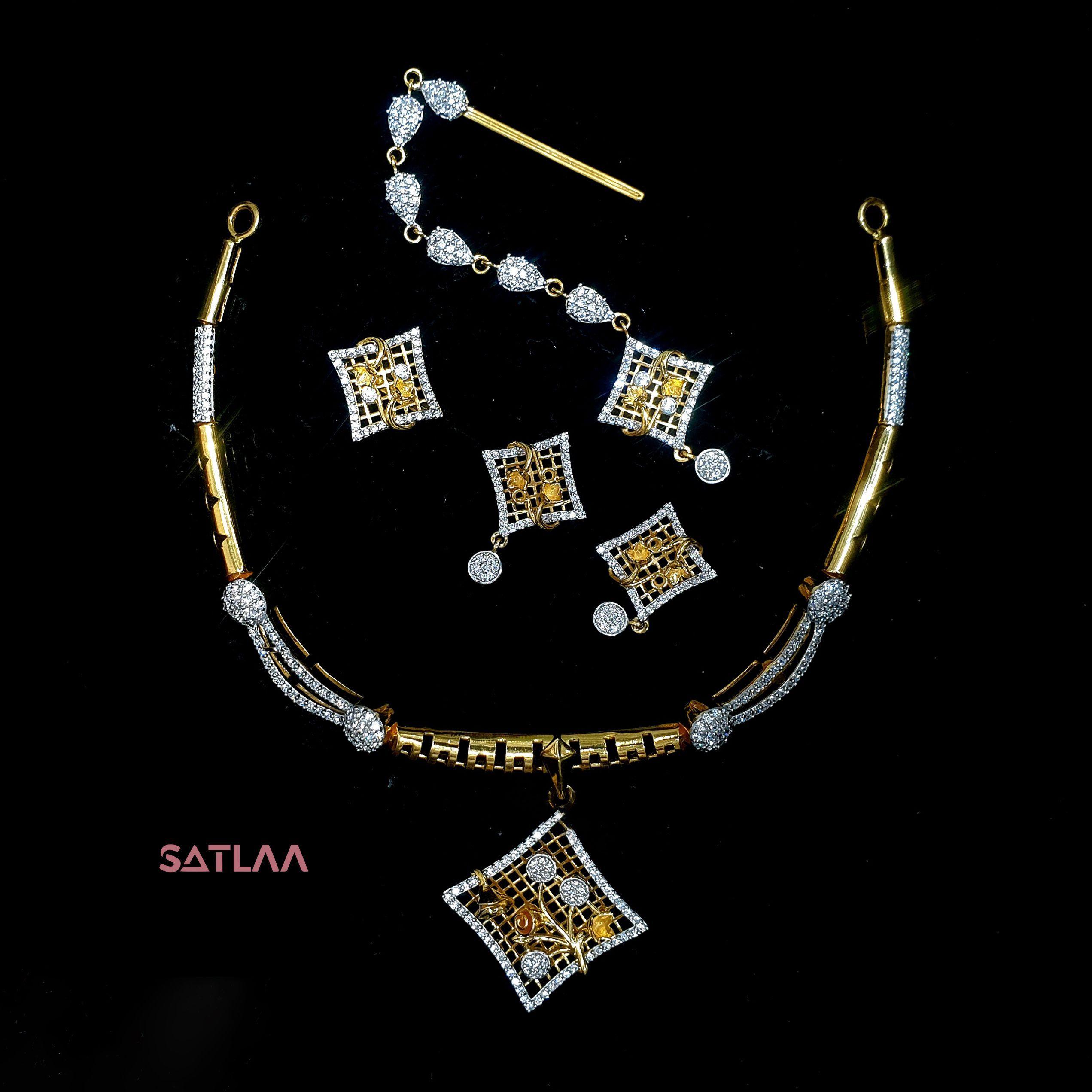 New and Latest Design of Satlaa Desi Indian Rajasthani Gold Necklace 