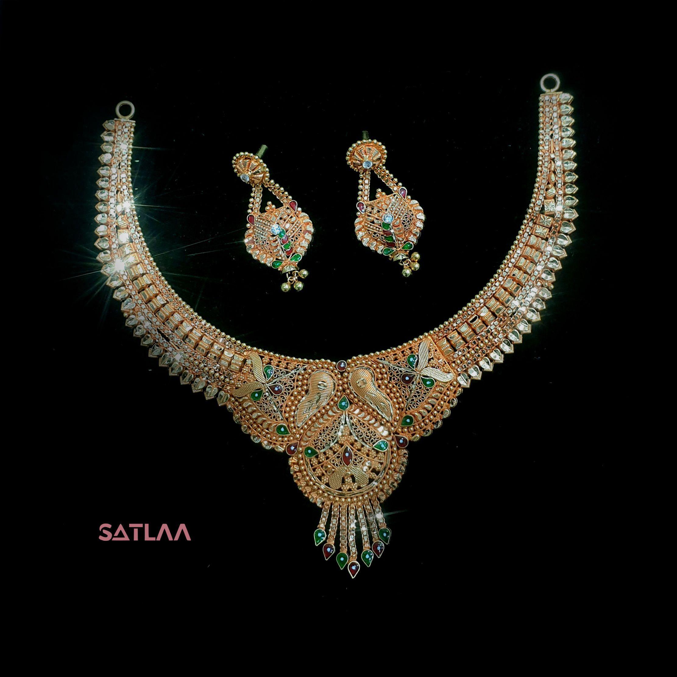 New and Latest Design of Satlaa Desi Indian Rajasthani Gold Necklace 