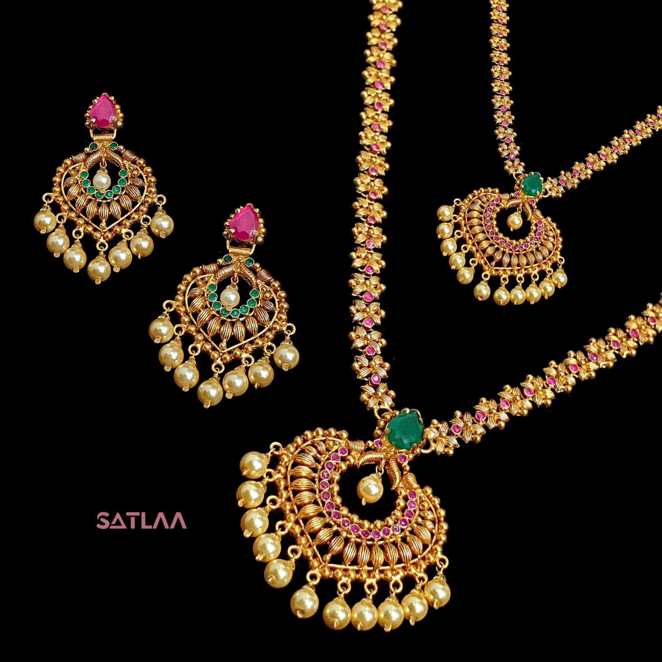 New and Latest Design of Satlaa Desi Indian Rajasthani Gold Necklace 