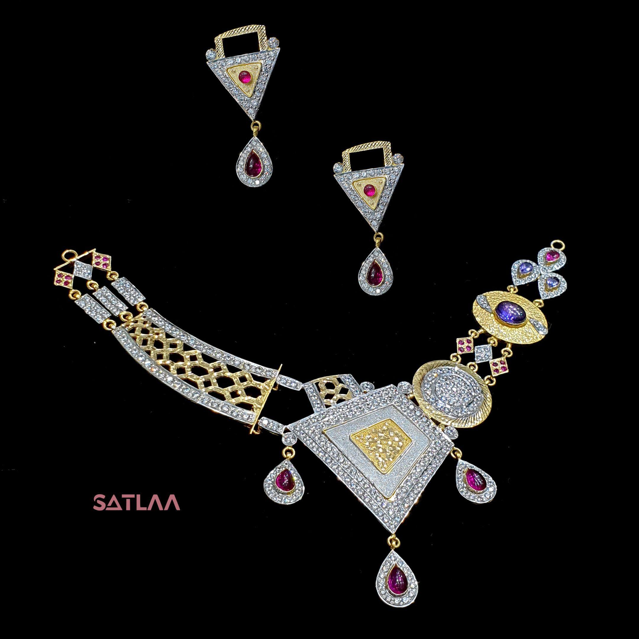 New and Latest Design of Satlaa Desi Indian Rajasthani Gold Necklace 