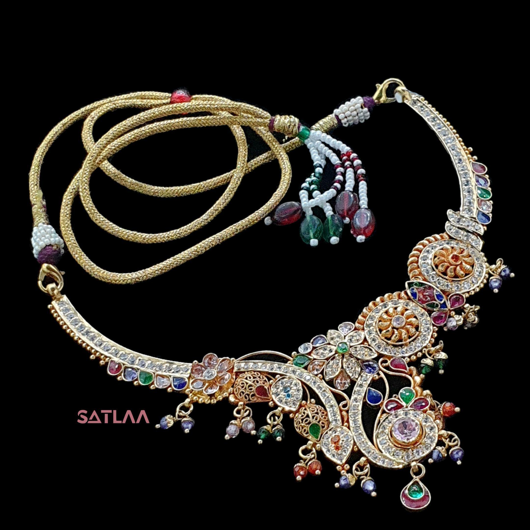 New and Latest Design of Satlaa Desi Indian Rajasthani Gold Necklace 