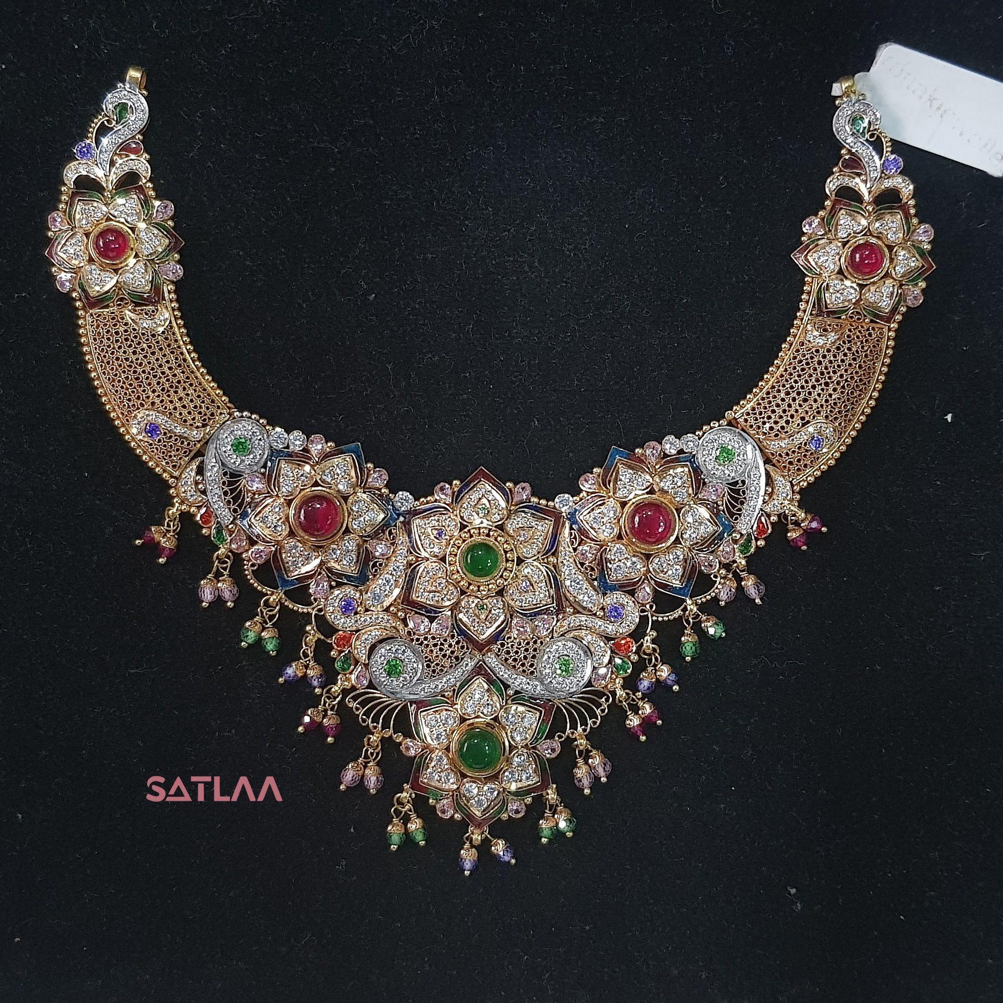 New and Latest Design of Satlaa Desi Indian Rajasthani Gold Necklace 