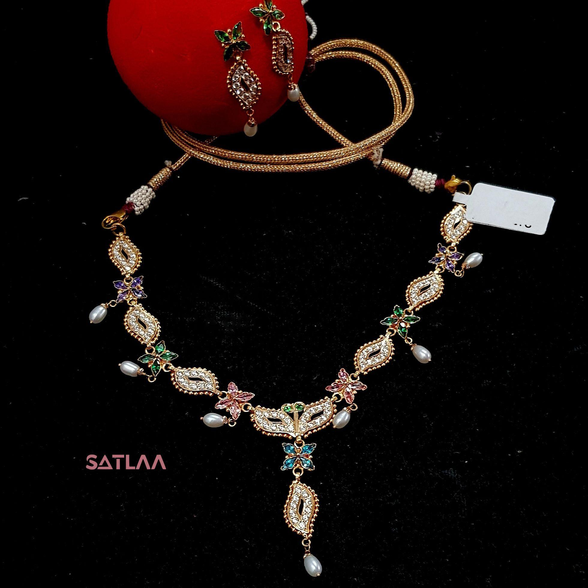 New and Latest Design of Satlaa Desi Indian Rajasthani Gold Necklace 