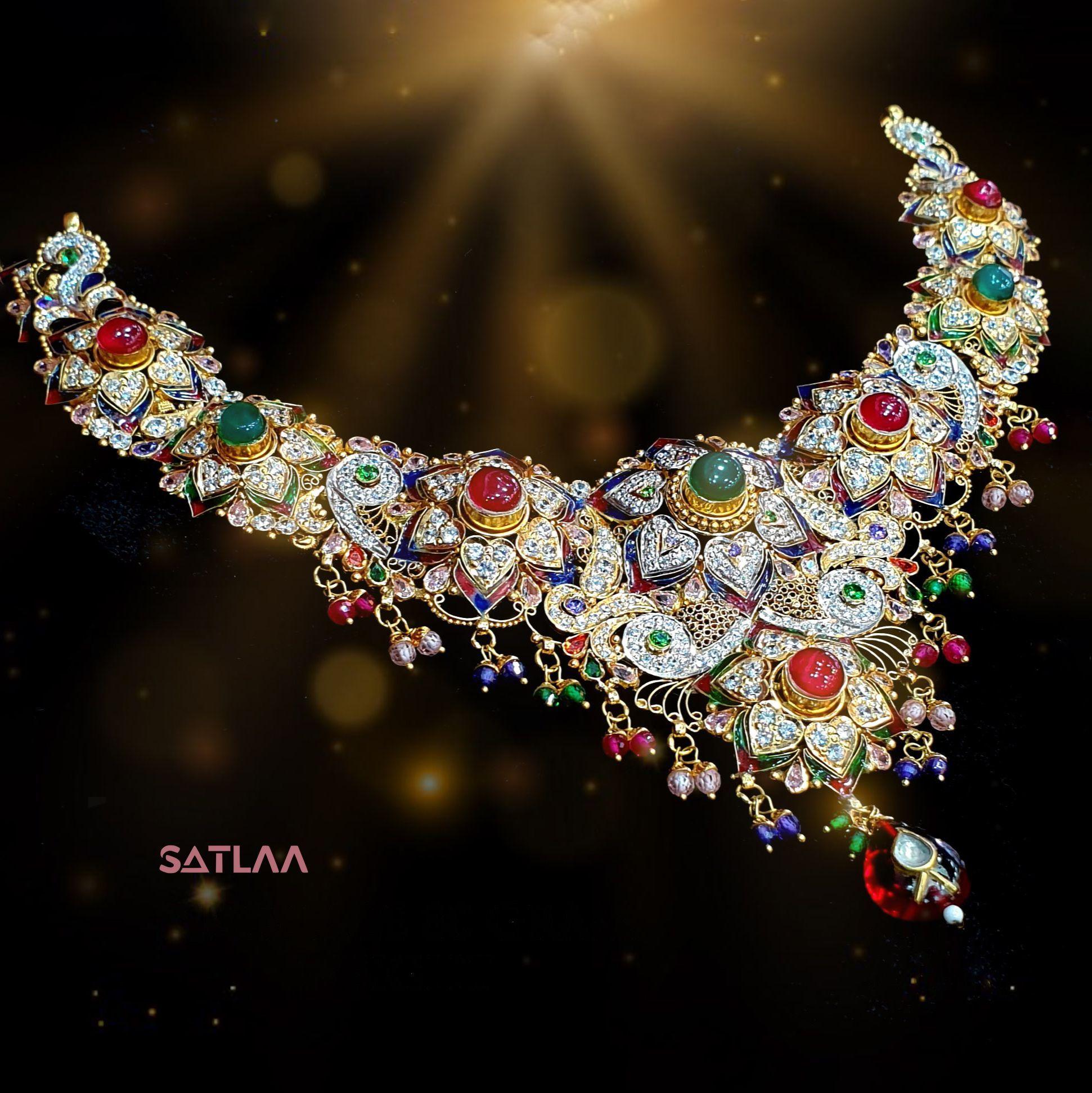 New and Latest Design of Satlaa Desi Indian Rajasthani Gold Necklace 