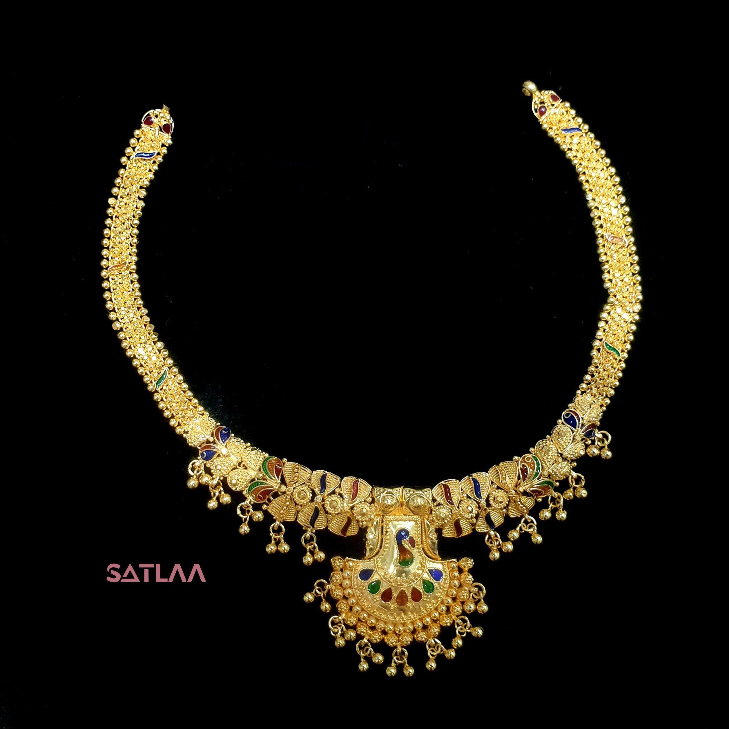 New and Latest Design of Satlaa Desi Indian Rajasthani Gold Necklace 