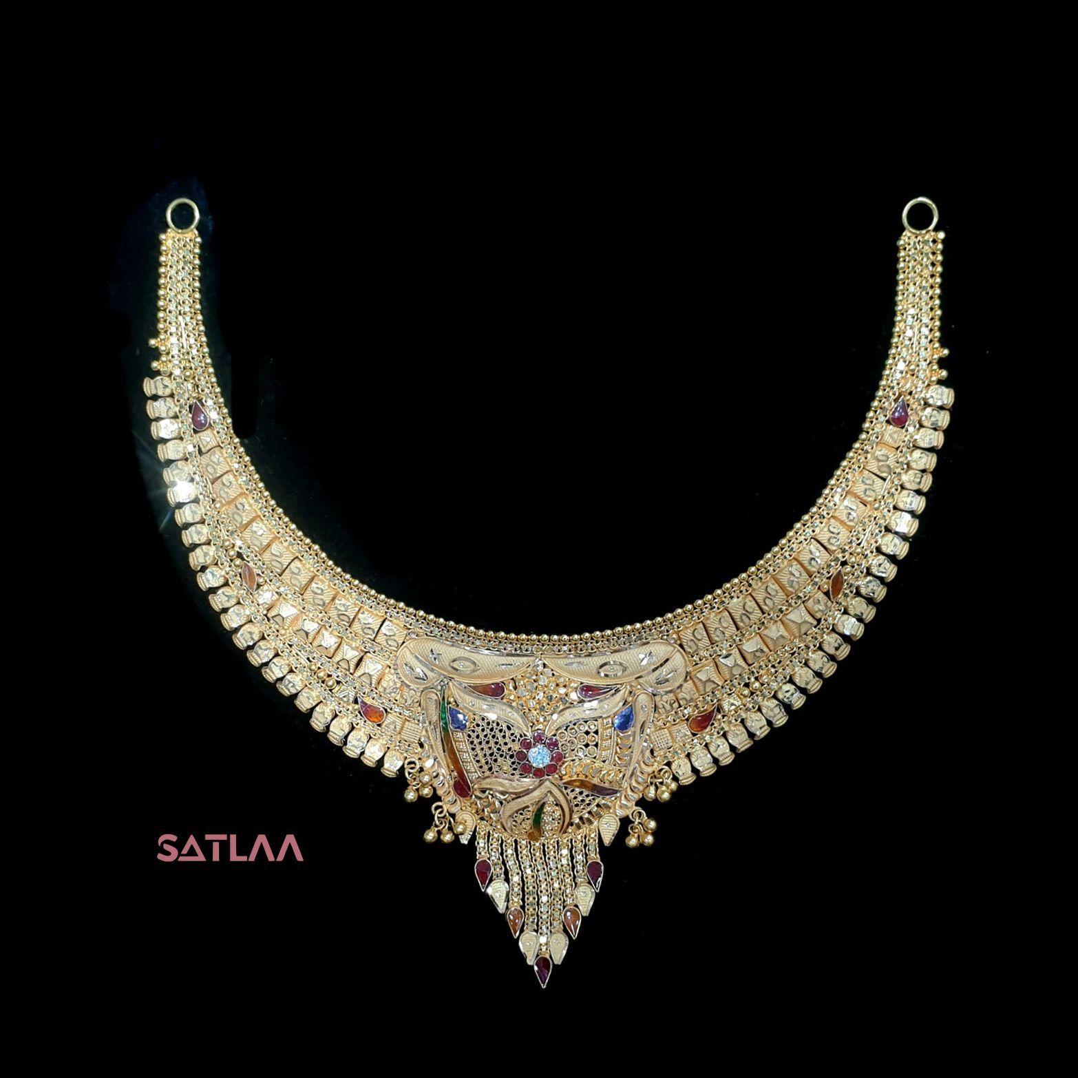 New and Latest Design of Satlaa Desi Indian Rajasthani Gold Necklace 