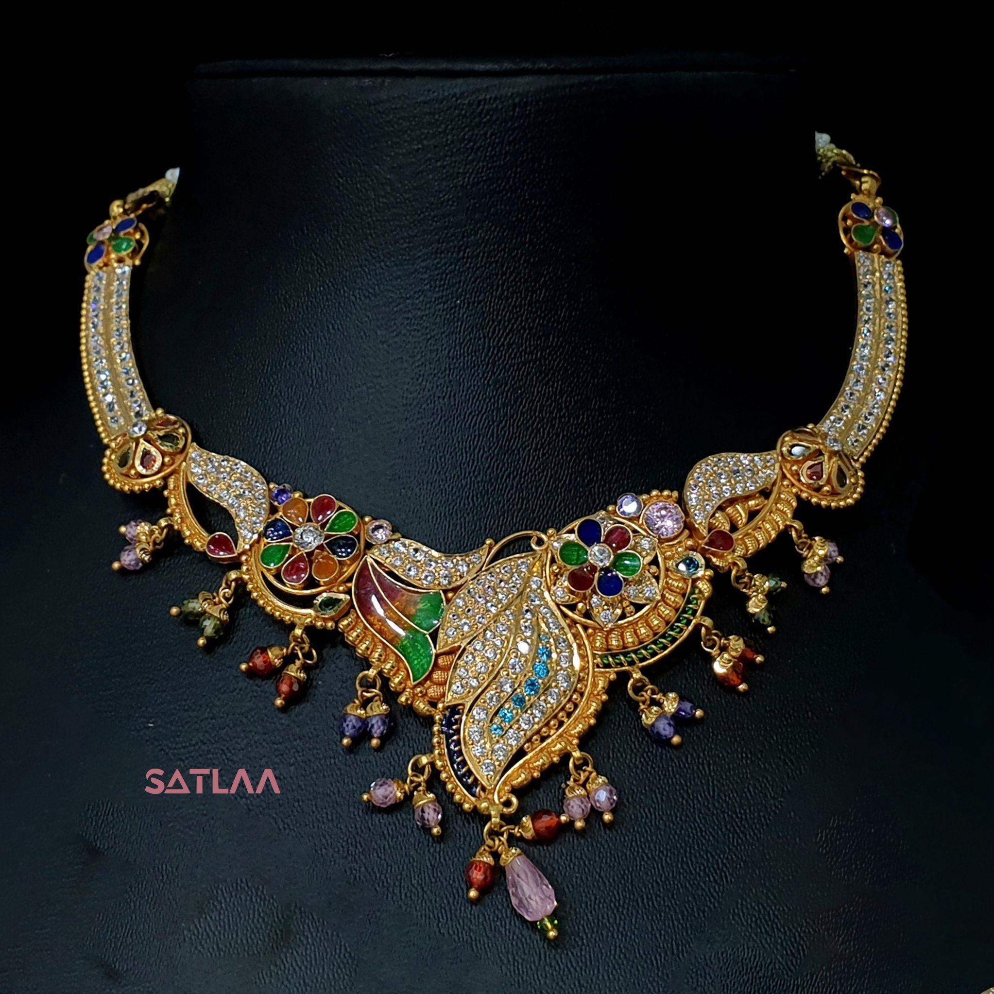 New and Latest Design of Satlaa Desi Indian Rajasthani Gold Necklace 