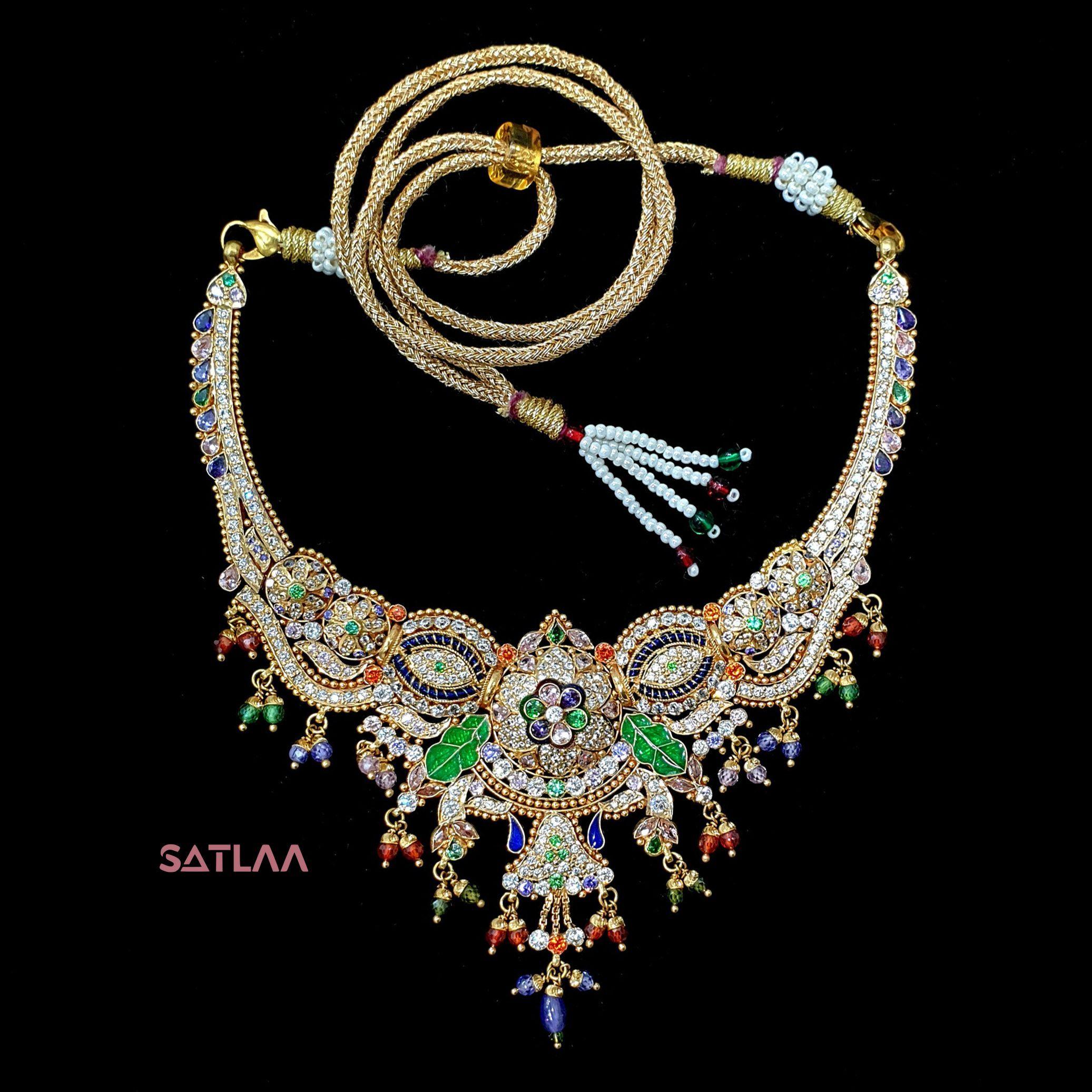 New and Latest Design of Satlaa Desi Indian Rajasthani Gold Necklace 