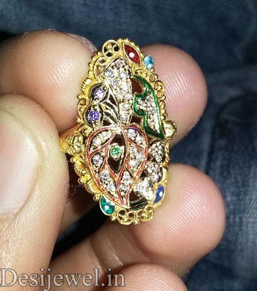 New and Latest Design of Rajasthani fancy gold Ladies-Ring  with weight 4 gm