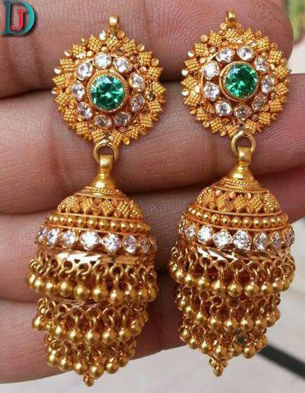 Dazzling Matt Gold Plated Antique Earrings - South India Jewels